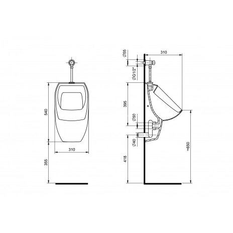 Писсуар Santek Гала с нажимным краном, креплением и горизонтальным сифоном (1WH501804)