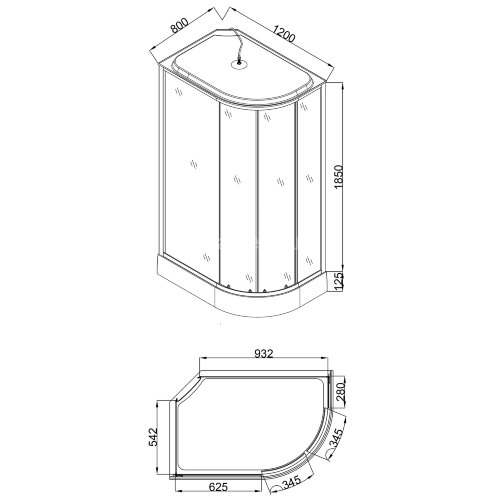 Душевая кабина Loranto 120x80x215 левая, поддон 13 см, 4 мм прозрачное стекло с рисунком "мозайка" (CS-1200-13ТМ/М L)