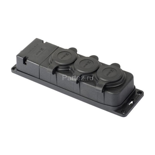 Розетка 3-м 16А IP44 2P+PE 230В с защ. крышками каучук PROxima EKF RPS-015-16-230-44-r