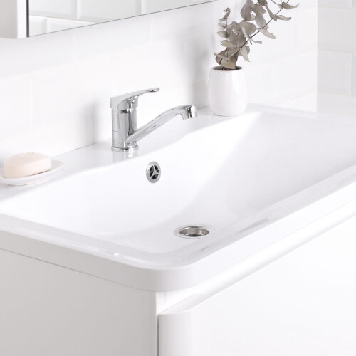 Комплект тумба Итана Roberto 80 (795х56х06) подвесная, с раковиной Adel 80, белый глянец (375043)