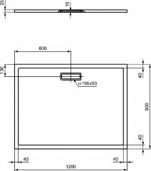 Ультратонкий акриловый прямоугольный душевой поддон Ideal Standard ULTRAFLAT NEW 1200x900x25 мм. Для напольной или встраиваемой установки (T448301)