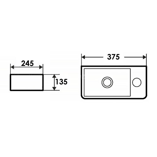 Раковина накладная Azario 375x245x135 правосторонняя, белый глянец (AZ-10100-R)