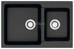 Кухонная мойка AZARIO Grand 765х500х190 двойная, искусственный мрамор, цвет Черный (CS00079903)