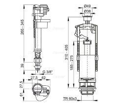 Выпускной комплект Alcaplast со стоп кнопкой, впускной механизм А18, подключение 3/8'', хром (SA2000