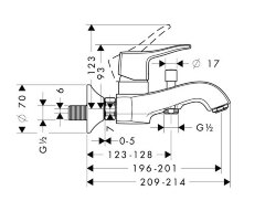 Hansgrohe 31478000 Metris Classic Смеситель для ванны, однорычажный, ВМ, 1/2