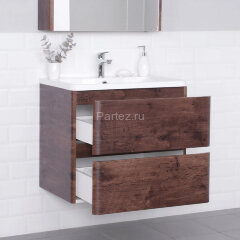 Комплект тумба Итана Roberto 70 (700х453х606) подвесная, с раковиной Adel 70/Adelina 70, акация темн