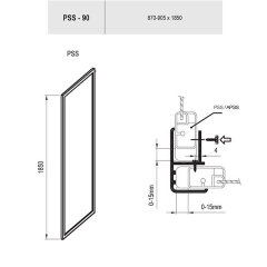 Неподвижная душевая стенка Ravak Supernova PSS-90, профиль белый, цвет стекла &quot;Водная зябь&quot;