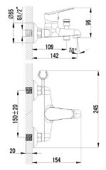Смеситель  Lemark Partner LM6552C  для ванны