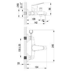 Смеситель  Lemark Partner LM6552C  для ванны