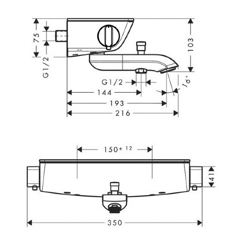 13141400 Ecostat Select Термостат для ванны Ecostat Select, ВМ, ½'