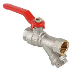 Кран шаровой с косым фильтром 1/2&quot; в-в рыч. VALTEC
