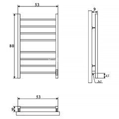 Полотенцесушитель электрический ДВИН S plaza neo 80/50 К, диммер, квадрат, чёрный матовый (465675917