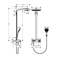 27127400 Raindance Select E 300 3jet Showerpipe, ½’, белый/хром