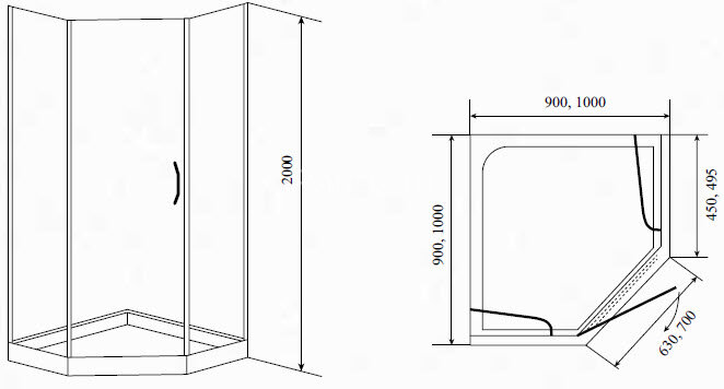Timo душевой угол BY-839 прозр.(80*80*200), шт
