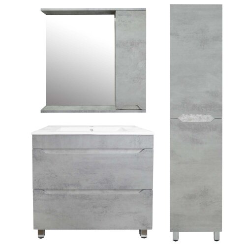 Комплект тумба Loranto Florena 60 600х470х810 напольная, с раковиной Azario Leon, светлый бетон (CS0