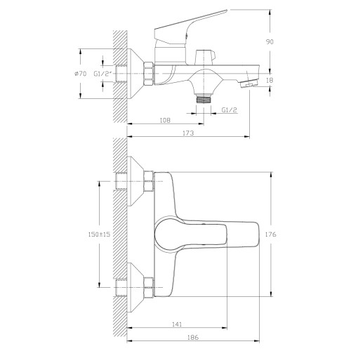 Смеситель Rossinka RS29-31 для ванны