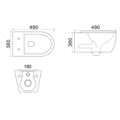 Унитаз подвесной Azario Geno 490х360х360 безободковый, с ультратонким сиденьем микроклифт (AZ2196D)