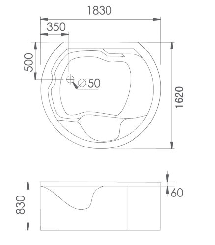 Акриловая ванна Gemy G9063 O