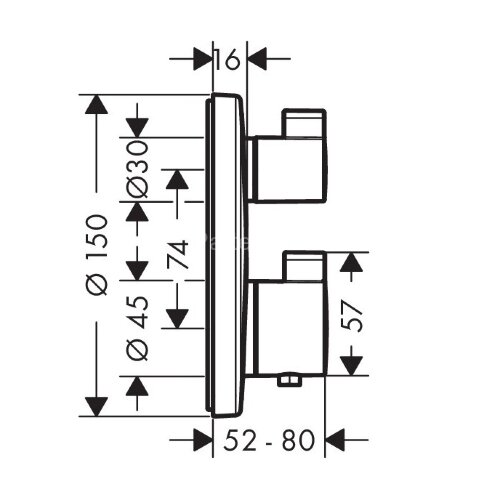 15758000 Термостат с запорным/переключающим вентилем Ecostat E, СМ