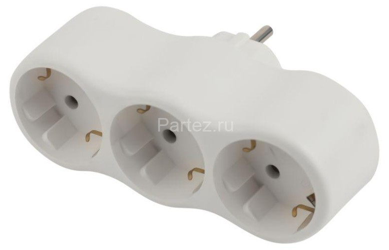Разветвитель 3-м с заземл. 16А IP20 SPx-3e-W бел. Эра Б0053479