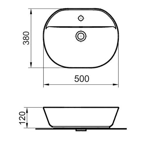 Раковина накладная Azario 500х380х120 овальная, белый (AZ-2202 SP)