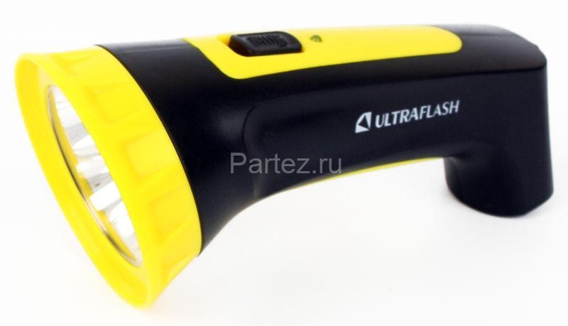 Фонарь аккумуляторный LED3804M 4LED аккум. SLA 220В пластик. черн./желт. (кор.) Ultraflash 12867