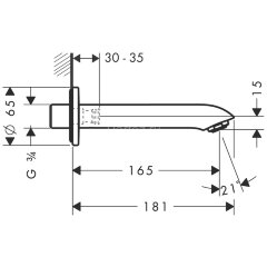 Hansgrohe 31494000 Metris Излив на ванну, 3/4