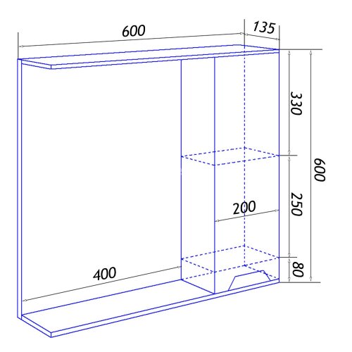 Зеркало-шкаф Loranto Florena 60 600х135х600 правый, светлый бетон (CS00086984)