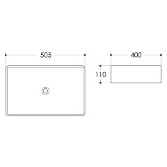 Раковина накладная Azario 505х400х110 прямоугольная, белый глянец (AZ-7050K)
