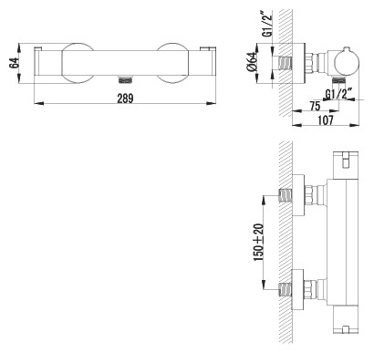 Смеситель Lemark Yeti LM7833C для душа, термостатический