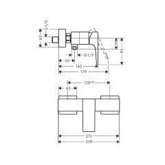 Смеситель для душа Hansgrohe Metropol, однорычажный, ВМ