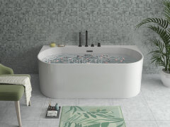 Ванна акриловая Azario BRADFORD 1800х800х580 пристенная, в комплекте с сифоном и металлической рамой