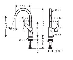 71130000 Logis Смеситель для раковины 210, однорычажный, поворотный излив 120°, с донным клапаном