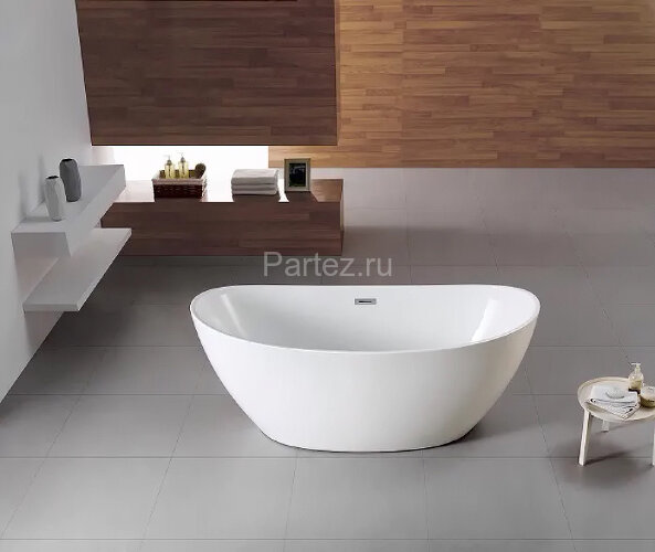 Ванна акриловая Azario GLASGOW 1800х800х665, свободностоящая, в комплекте с сифоном и металлической 