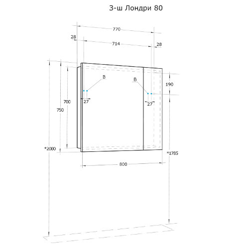 Зеркальный шкаф Aquaton Лондри 80 белый глянцевый (1A267202LH010)