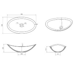 Раковина AZARIO 580x330x160 накладная из искусственного камня, белая матовая (AZ-1225S)