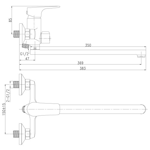 Смеситель Rossinka RS32-32 для ванны универсальный