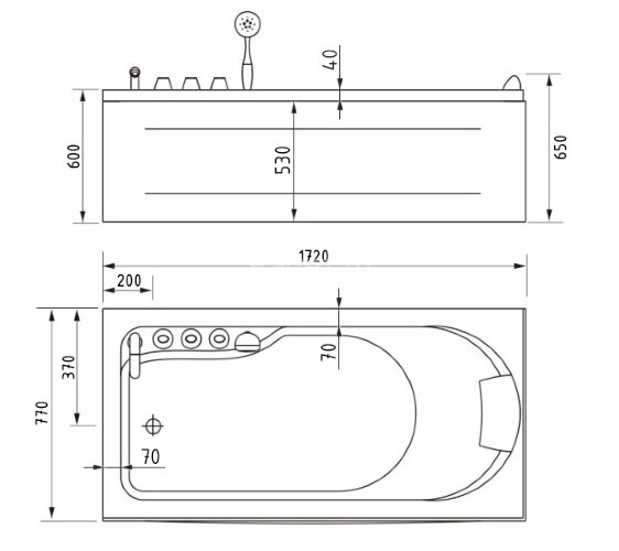 Акриловая ванна Gemy G9006-1.7 B L