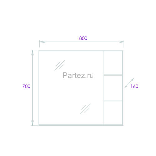 Зеркало-шкаф Onika Легран 80.00 Универсальный, Дуб галифакс (208092)
