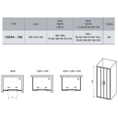 Душевая дверь Ravak раздвижная 190х190, толщина полотна 6мм универсальная, цвет профиля сатин