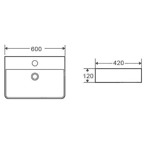 Раковина накладная Azario 600x420x130 прямоугольная, белый (AZ-2173 SP)