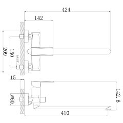 Смеситель Rossinka RS38-32 для ванны универсальный