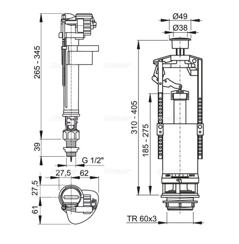 Сливной клапан Alcaplast, хром (SA2000K 1/2" CHROM)
