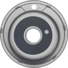 Мойка 490 MELANA 0,8/180 ДЕКОР врезная круглая с сифоном (090D ta *15)