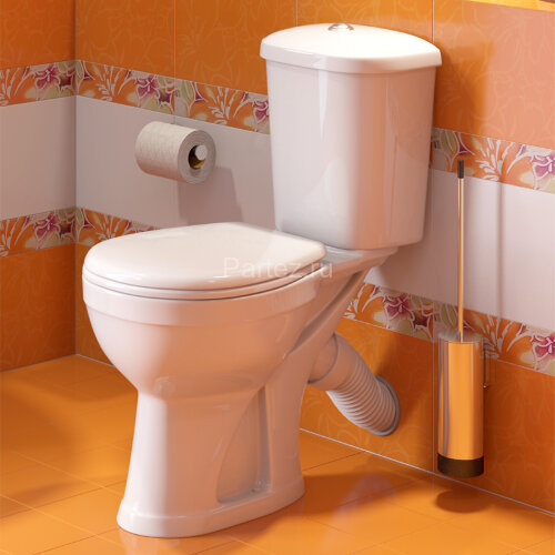 Унитаз-компакт Дора Стандарт, горизонтальный выпуск, с сиденьем, белый (47301130402)