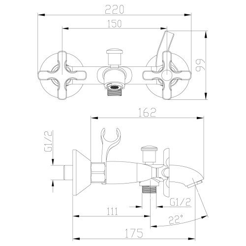 Смеситель Lemark Duetto LM5712C для ванны