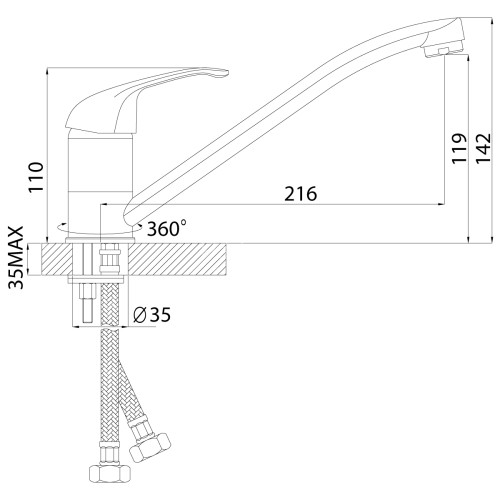 Смеситель Rossinka A35-21U для кухни