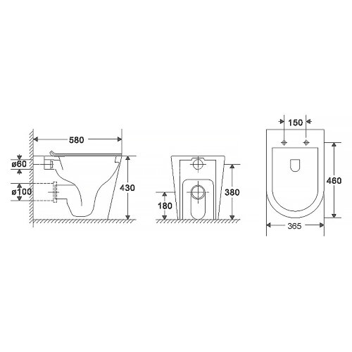 Унитаз приставной Azario 580х360х430 безободковый, быстросъемное сиденье микролифт, с системой смыва