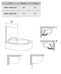Шторка для ванны распашная Ravak CVSK1 100х150 цвет профиля белый (7QRS0100Y1)
