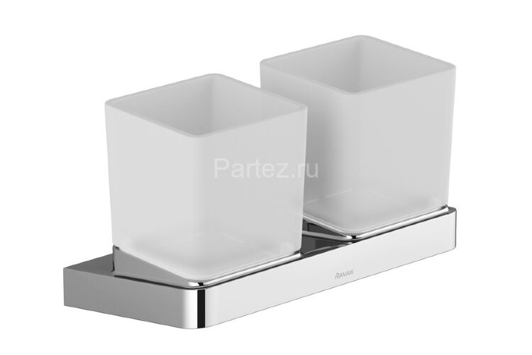 Стакан для зубных щеток Ravak 10° двойной, хром (X07P322)